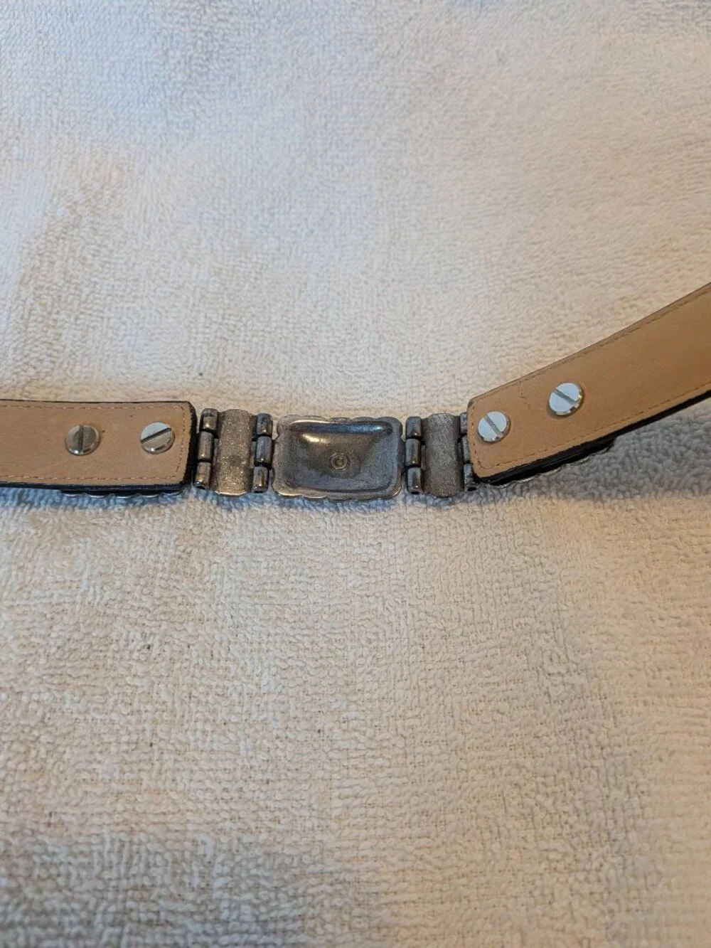 Brighton Brown Embossed Leather Belt Two-tone Hardware Hinged Belt Medium
